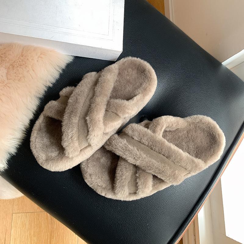 

Виноградная мать осень и зима новые Мао Мао драг перекрестная строчка теплая повседневная ветрозащитная толстая подошва тапочки женские новые 40