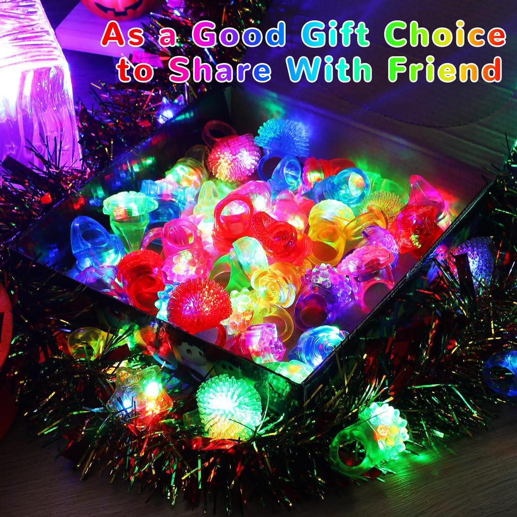 Huang Yem Illuminating Ring Toys, Set of 122436 (Assorted in 6 Types), Perfect for Festivals, Summer Festivals, Prizes, Birthday Parties, and LED