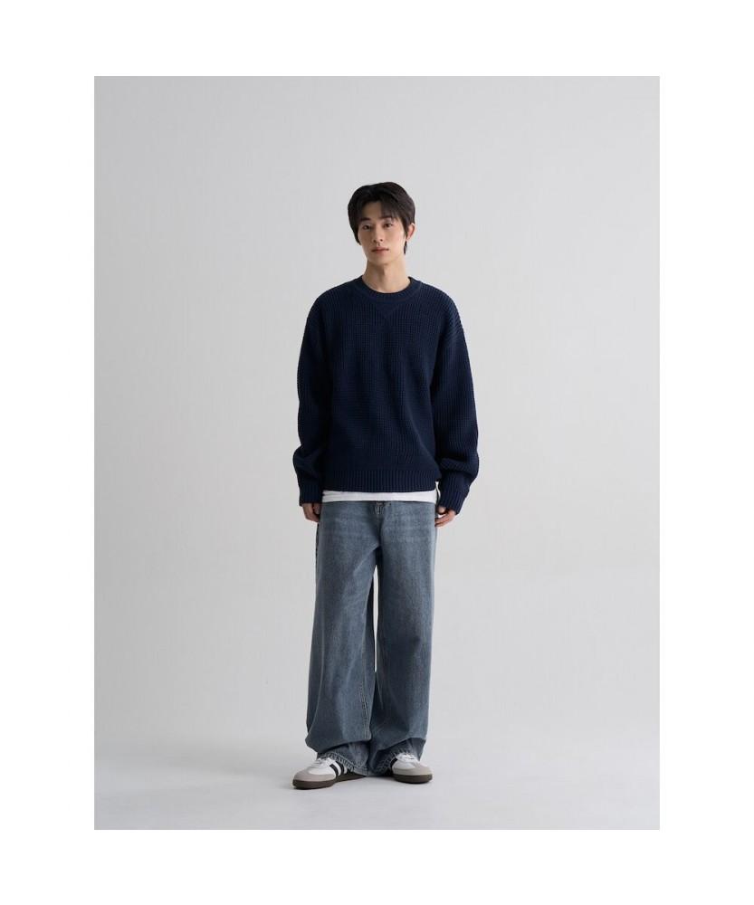 8SECONDS Casual Fisherman Round Knit Navy
