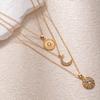 Diamond Necklace European and American Jewelry Multi-layer Stacking Geometric Light Luxury High-end Pendant Sun Collarbone Chain