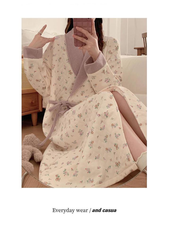 Autumn & Winter Air Cotton Maternity Nursing Pajamas: Long, Thickened Labor Dress for Postpartum and Pregnant Women