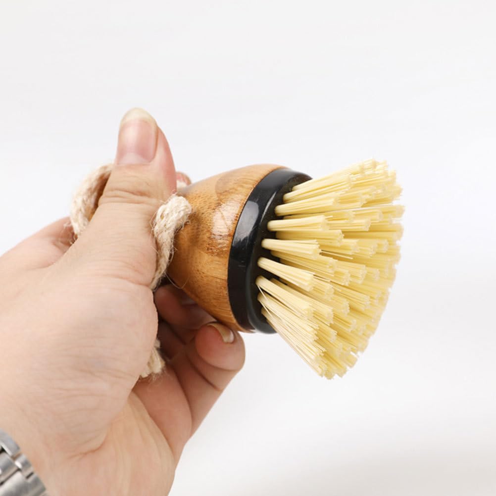 OUNONA Cepillo de Cocina con Estropajo de Bambú para Lavar Woks Chinos y Sartenes de Hierro Lavar Vajilla Lastimar Tus Manos Limpieza Cocina Herramientas de Cocina
