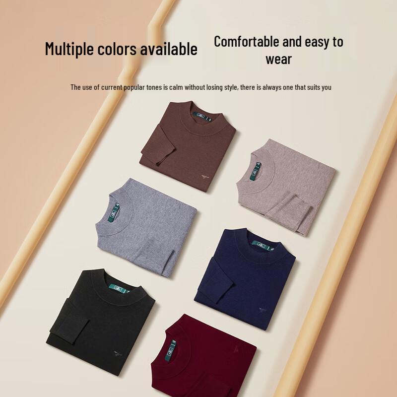 SEPTWOLVES Men's 100% Merino Wool Round Neck Sweater