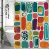 Modern Geometric Watercolor Block Decorative Pattern Shower Curtain, Bathroom Decorative Shower Curtain, Waterproof Shower Curta