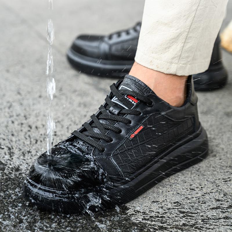 Cowhide Safety Shoes Men Composite Toe Electrical Insulated Shoes Waterproof Work Shoes Puncture-Proof Indestructible Shoes