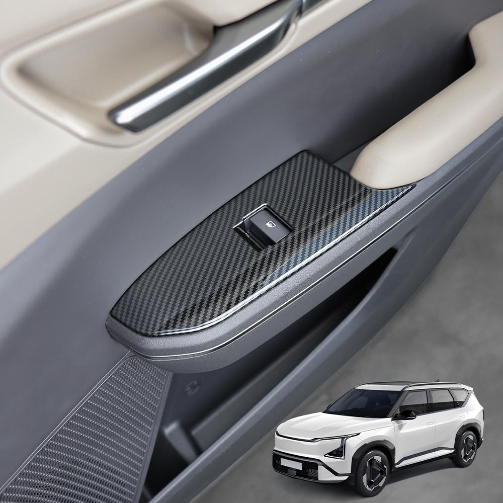 For Kia EV5 2024 2025 Car Tuning Carbon Fiber Window Button Cover Trim Car Interior Accessories LHD
