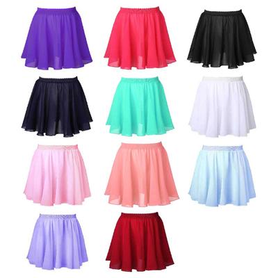 Elastischer Bund für Mädchen, einfarbig, Chiffon, elastischer Bund, Rock, Tanz-Performance-Kostüm