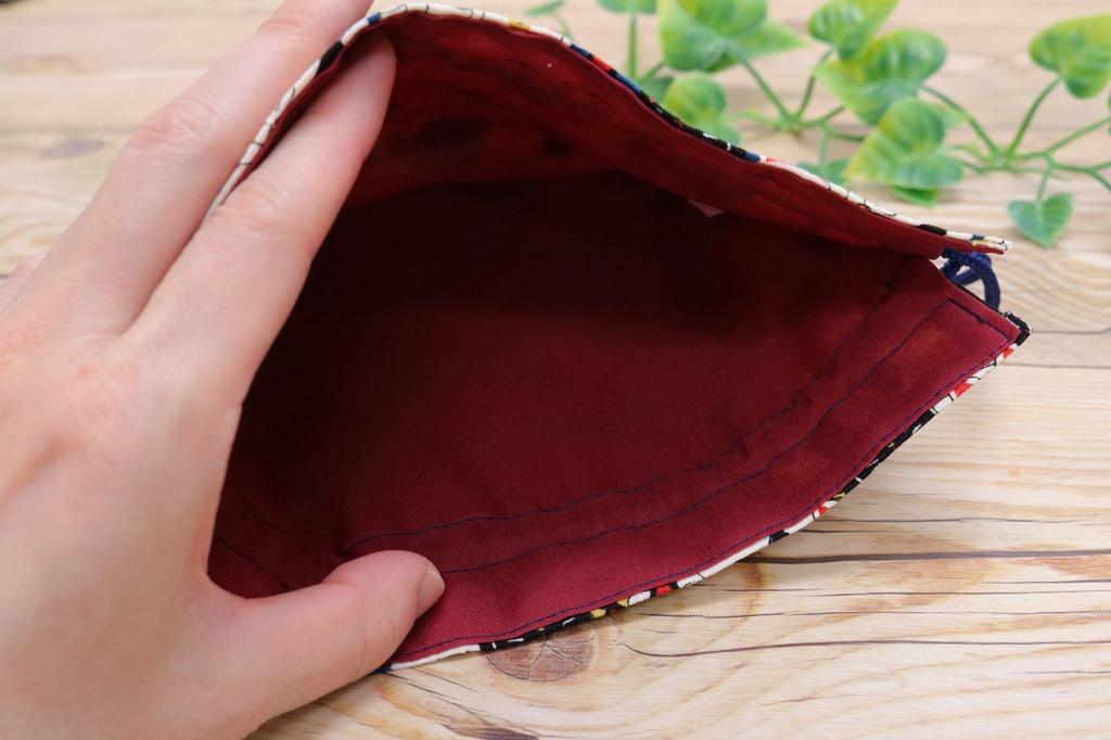 Kyosuke Drawstring Small Item Cat Japanese Made in x cm Pouch, Case, Design, Pattern, Cotton, Japan, Nyankomon, Red/Burgundy, 22.5 22.5