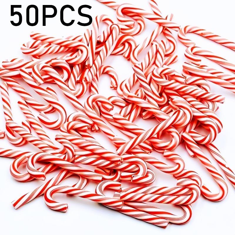 10/30/50Pcs Mini Candy Cane Christmas Decoration Red White Resin Candy Diy Crafts Xmas Pendant Navidad Home Decor New Year
