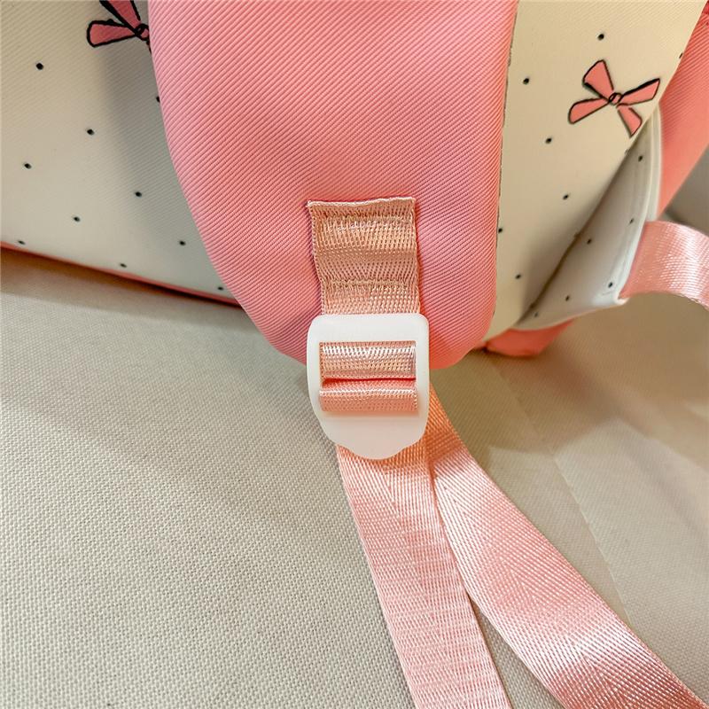 Nylon Backpack Cute Bow Print School Bag for Girls