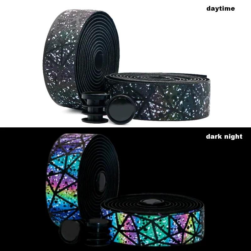 Fahrrad Dämpfung Anti-Vibration Wickel EVA PU Fahrrad Bequem Regenbogen Lenkerband Kork Rennrad Reflektierendes Lenkerband