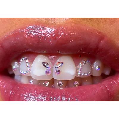 4 pezzi/scatola gemme per denti dentali ornamento di diamanti varie forme colore denti gioielli protesi acriliche