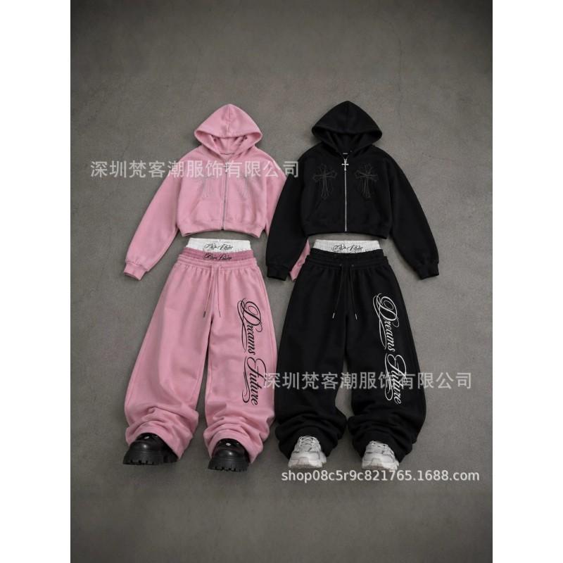 Oversized Hooded Sweatshirt Set With 3D