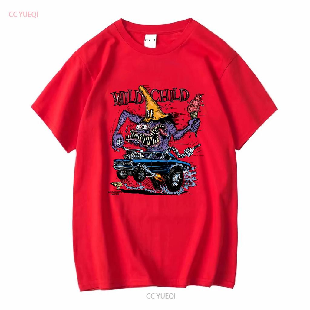 Wild Child Ratfink T Shirt White Print Front H1509 Vintage Washed Comfortable Top For Everyday Wear Slightly Casual Breathable