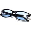 [Bliss Leather] Black x Light Blue Fashion Glasses, Square Shape, Thin, Horizontal, Full Rim, Men's & Women's, Sunglasses, Non-Prescription, Colored,