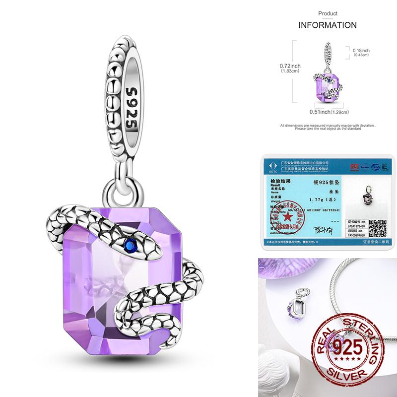 Animaux Animaux de compagnie Perles Cuivre Violet Mystique Serpent Dragon Papillon Hibou Chaînes de sécurité Breloques Bijoux pour femmes Cadeau DIY