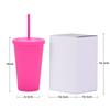 Candy Color Double-Layer Plastic Straw Cup 16Oz Drinking Cup Simple Plastic Matte Straw Cup