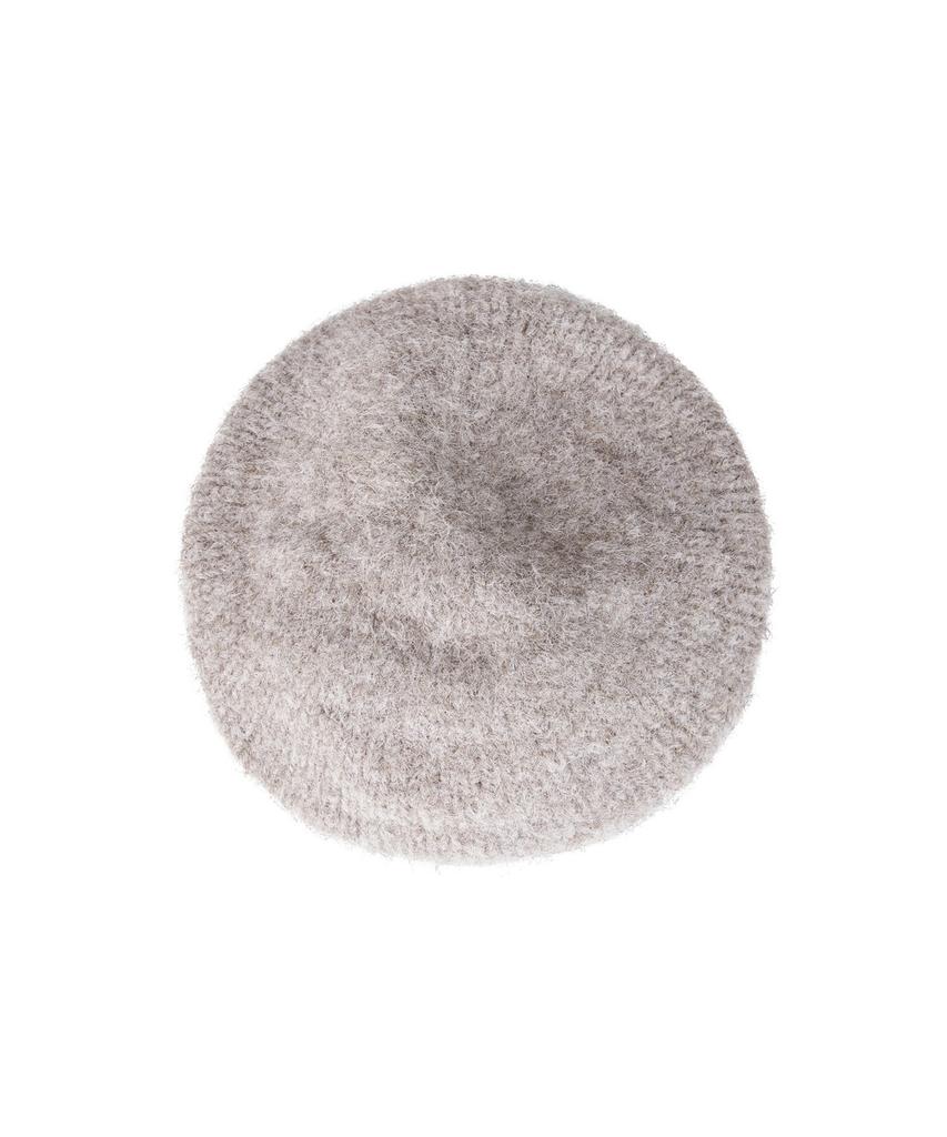 Bajal Studded Logo Wool Knit Beret Mocha