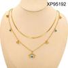 European & American Fashion Titanium Steel Double Layer Clavicle Necklace with Eye & Star Pendant for Women.