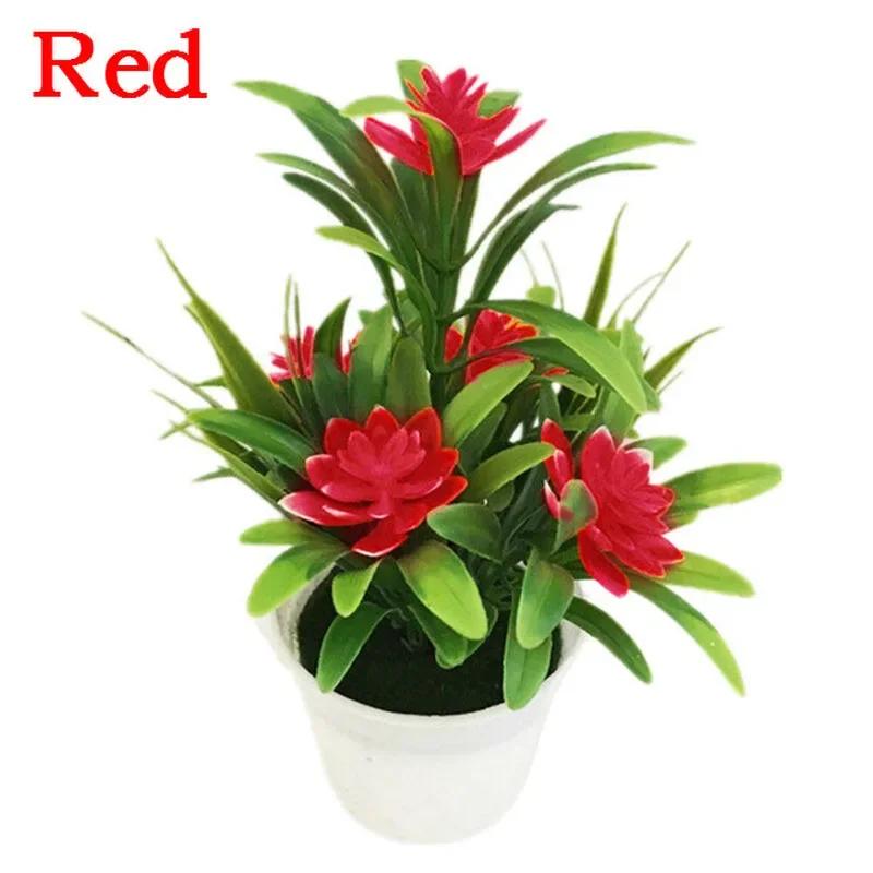 Artificial Flower Potted Plant - Fake Flower Model for Wedding Party Decoration Home Office Ornament Plastic Simulation Greenery