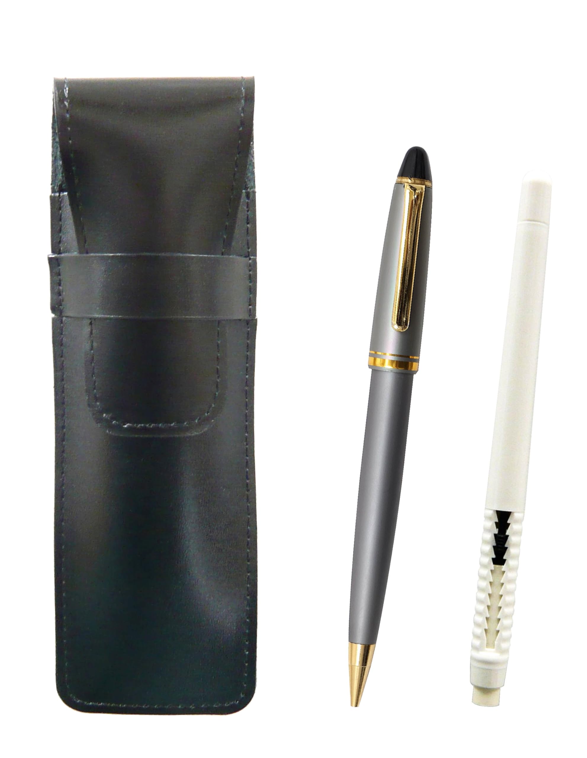 

Slim cowhide pencil case white and Neo satin gray processing retro mechanical pencil set black, pen-shaped eraser, D-1000 T23-ASBMC46W-1000HS