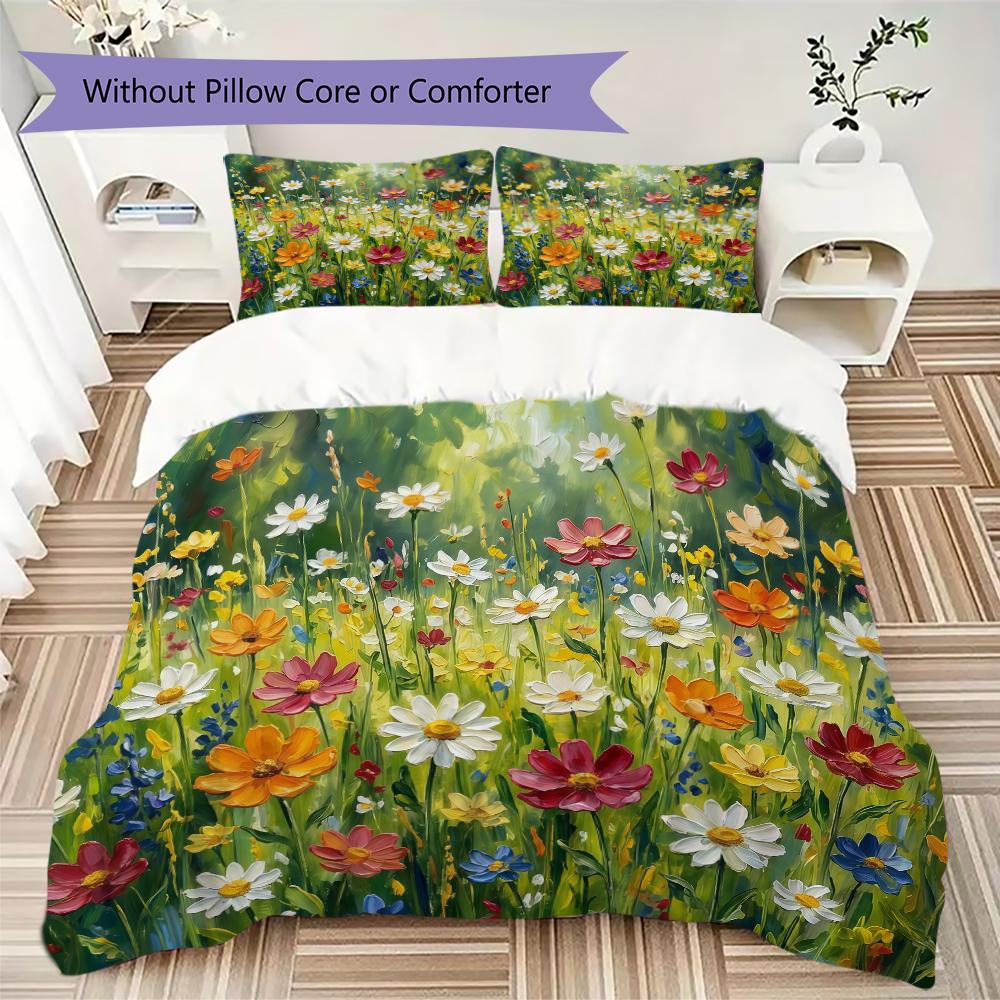 Green Lily Valley Pattern Bedding uilt Set uilt Cover Pillowcase Home Decoration Birthday Gift (1 * duvet cover + 2 * pillowcase without core)