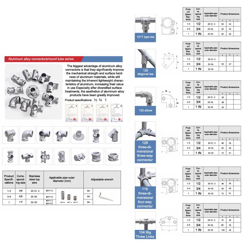 Aluminum Alloy Connector Elbow Tee Base Flat Three-Dimensional Fitting Connection Fastener 20/25Mm Steel Tube Shelf Parts