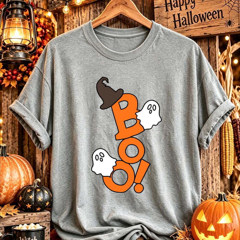 Halloween Theme Letter Print Graphic Print T-shirt Women Fashionable Comfortable Breathable Soft Casual Sports Short Sleeve Cotton T-shirt