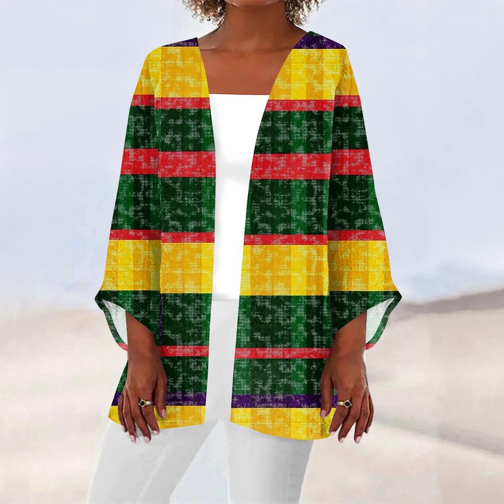 Women's Carnival Print Long Sleeve Knit Cardigan Button Jacket