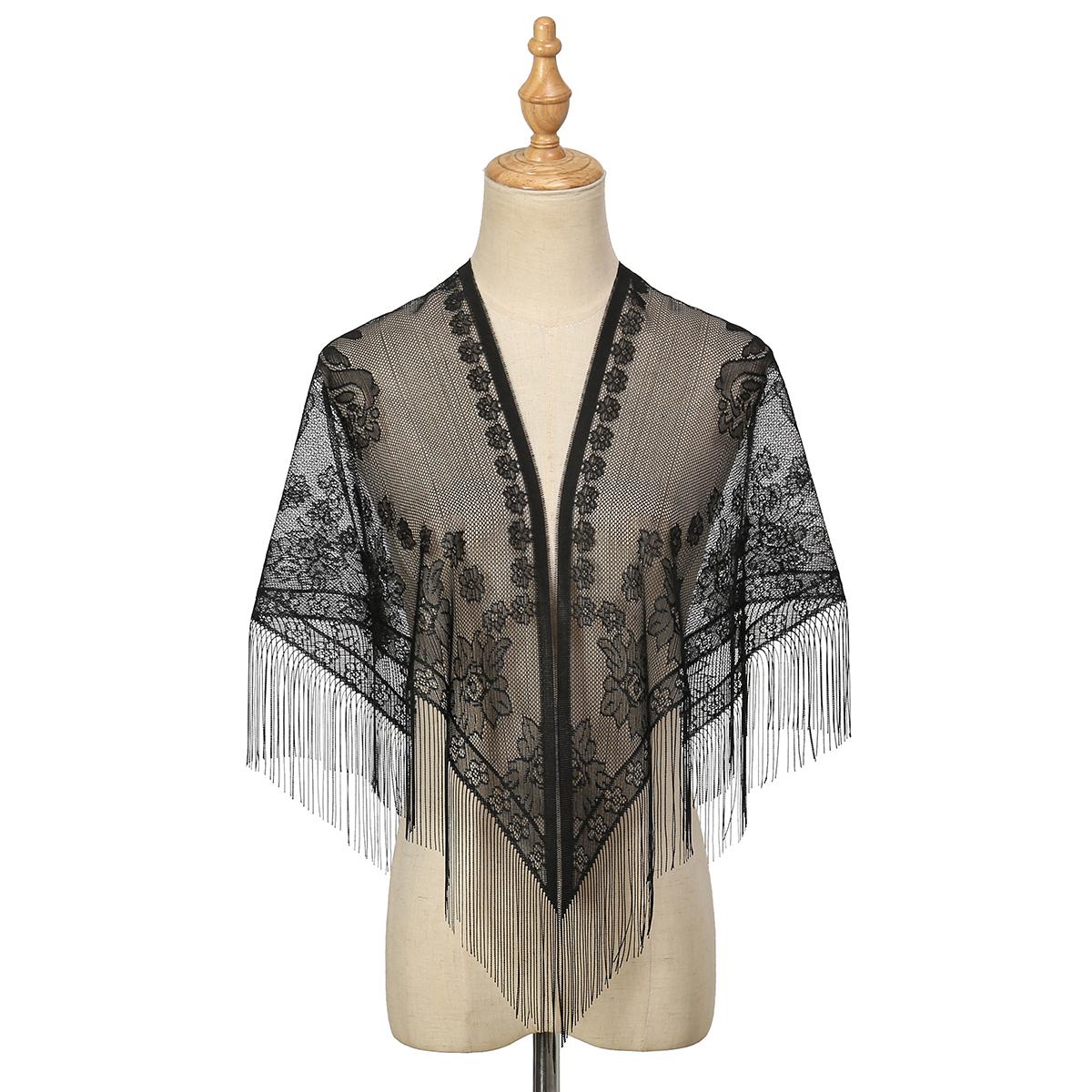 

Испанская кружевная мантилья, вуаль, церковный платок для церкви, Рамадан, ажурная вышивка, кисточки, столы, роскошный тюрбан для мусульманок