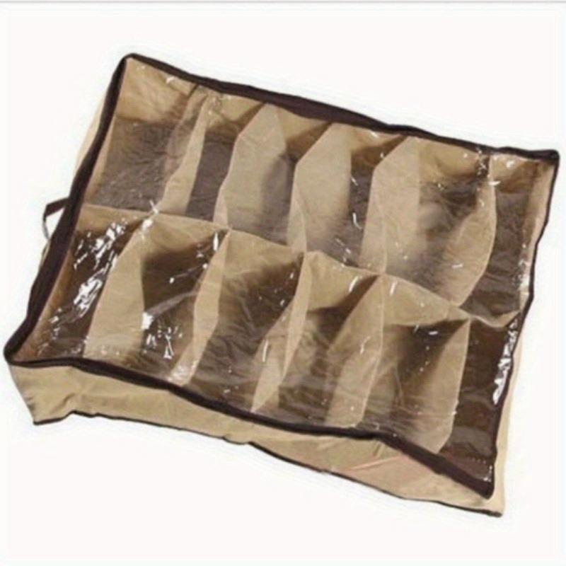 

12-ячеечный компактный ящик для хранения обуви с пыленепроницаемой прозрачной крышкой, водонепроницаемый нетканый органайзер, коробка для организации шкафа и дома