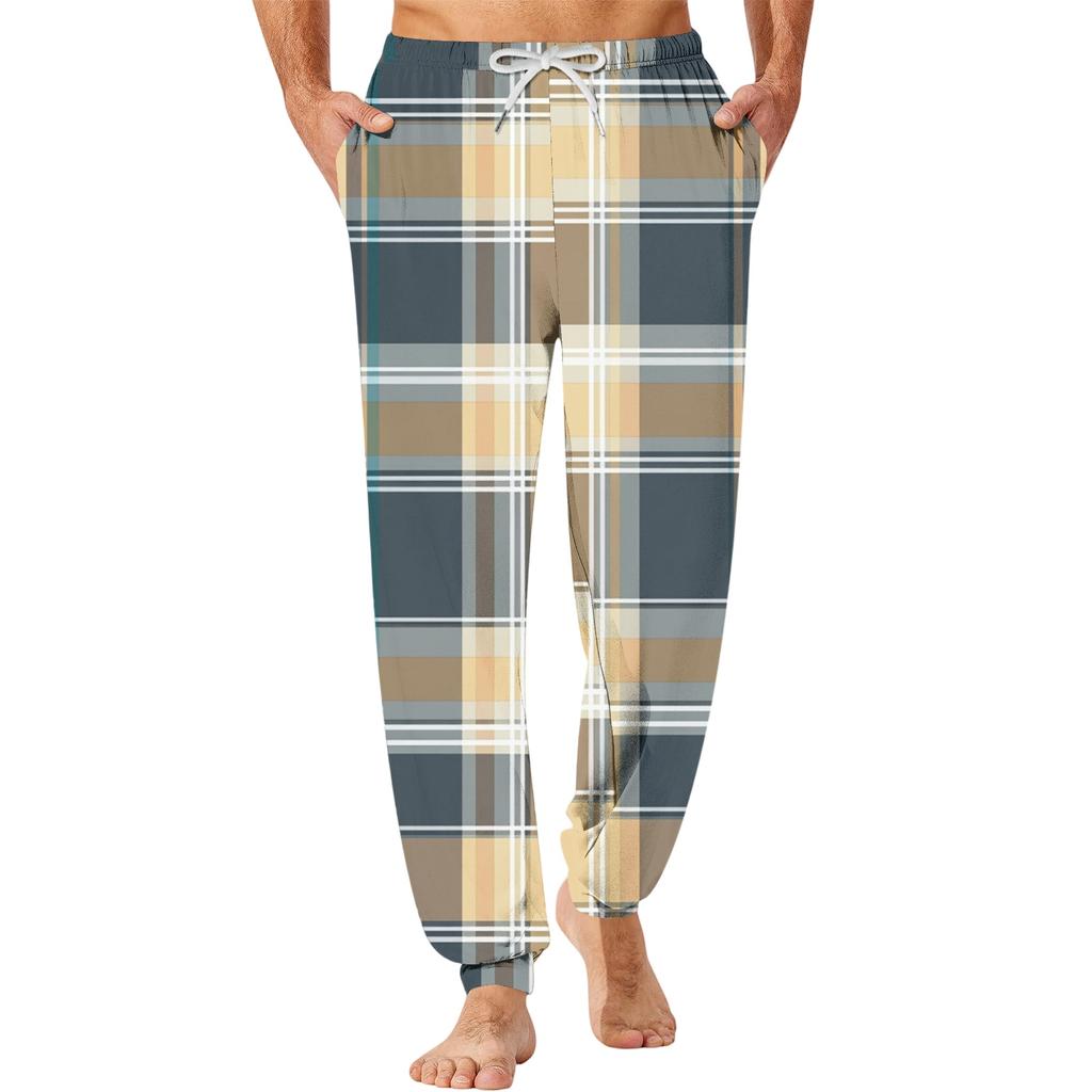Men's Casual Sleep Pants with Pockets for Home Relaxation