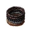 Handmade Beaded Bracelet Men Vintage Multi-Layer Elastic Cord Coconut Wood Beads  Adjustable Buddhist Prayer Mala Jewelry Gift