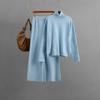 Fashion suit women's autumn and winter new turtleneck loose sweater + casual wide-leg pants two-piece set