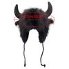 Bison Hat with Horns Plush Earflap Hat with Horns Fluffy Ear Headwear for Halloween Gift for Men and Women for Animal Cosplay