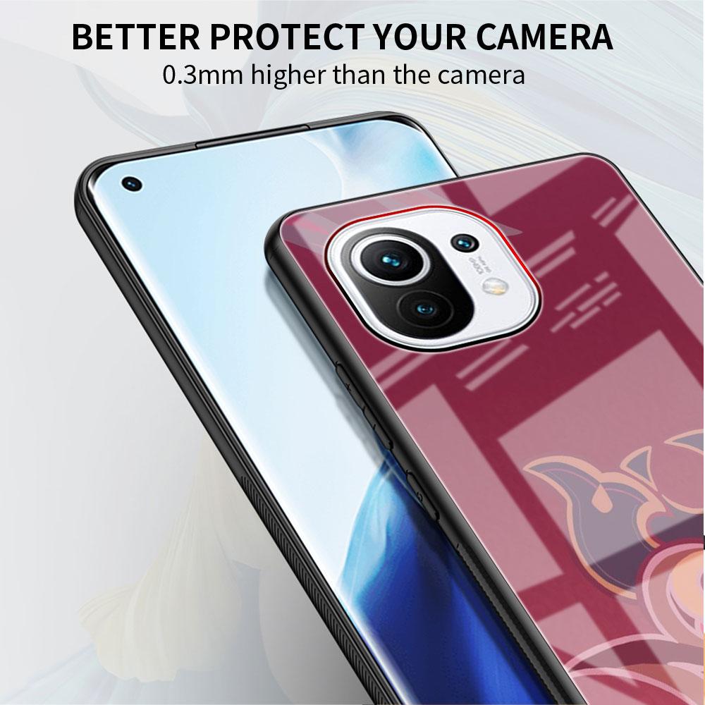 Genshin Impact Logo Glass Case For Xiaomi Poco X3 NFC 11 Lite 11T F3 M3 For Redmi Note 11 10 9 8 Pro 10S 9S 9A 9C Phone Cover