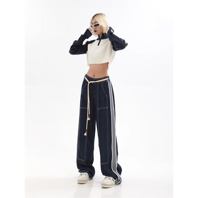 Womens Jeans High Waist Fashion Straight Baggy Denim Pants Streetwear American Style  Wide Leg Denim Trouser Spring 2024