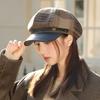 New Plaid Duck Tongue Octagonal Hat Female Beret Autumn and Winter Newsboy Painter Hat