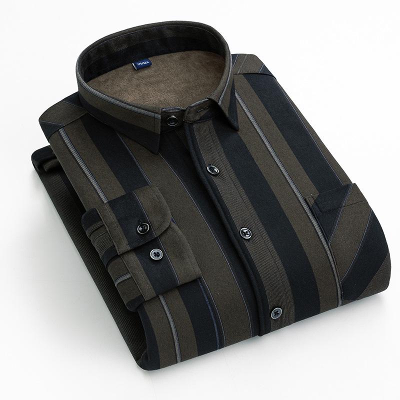 Winter Sherpa Lined Flannel Shirt Jackets for Men Long Sleeve Button Down Fleece Dress Shirts Men's Casual Warm Comfortable Thermal Shirt With Pockets