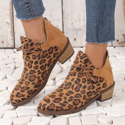 Nuovo Design Stile Stampa Leopardo Stivali da Donna Autunno Inverno Punta Appuntita Stivali di Lusso Tacco Basso Antiscivolo Stivaletti alla Caviglia Casual da Donna