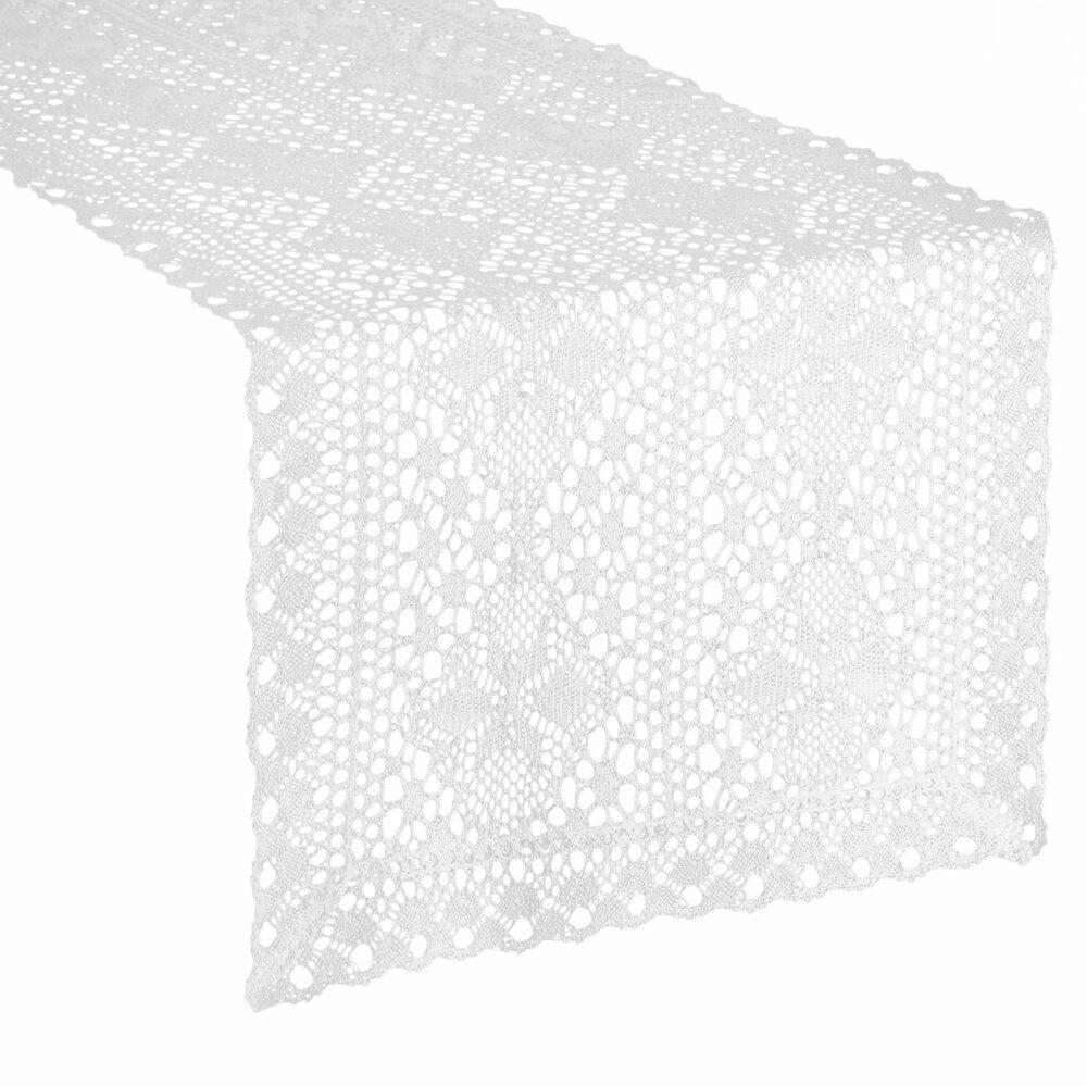 Szydełkowy Bieżnik Mary 40X140 Cm Biały