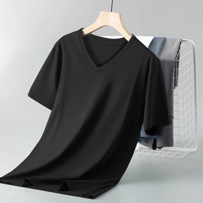Men's V-neck Short-sleeve T-shirt Soft Breathable Casual Basic Top
