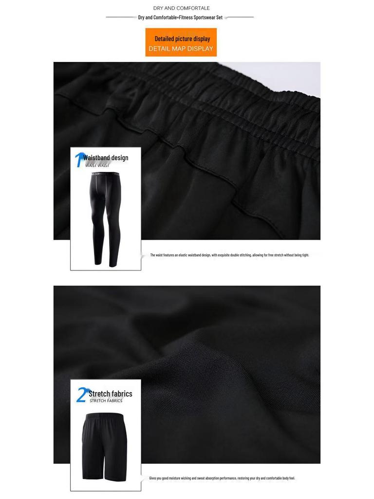 Men's 5-Piece Outdoor Running Set: High Elastic, Breathable, Quick-Drying Fitness Sportswear