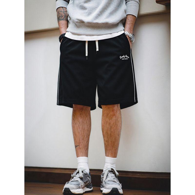 Foreign Trade Export to Domestic Sales American Embroidery Knitted Sports Shorts Men's Summer Fifth Pants Foreign Trade Men's Casual Pants