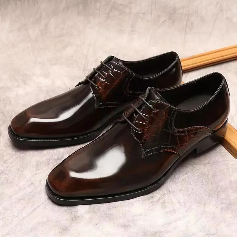 Fashion Handmade Mens Wingtip Oxford Shoes Grey Leather Brogue Men's Dress Shoes Classic Business Formal Shoes for Men Zapatillas Hombre