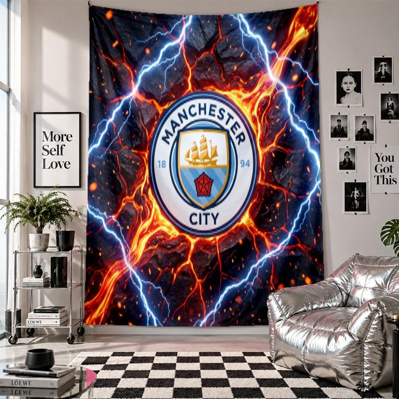Arazzo da parete Manchester City Decorazione per la casa Tessuto da appendere a parete per camera da letto Soggiorno Sfondo