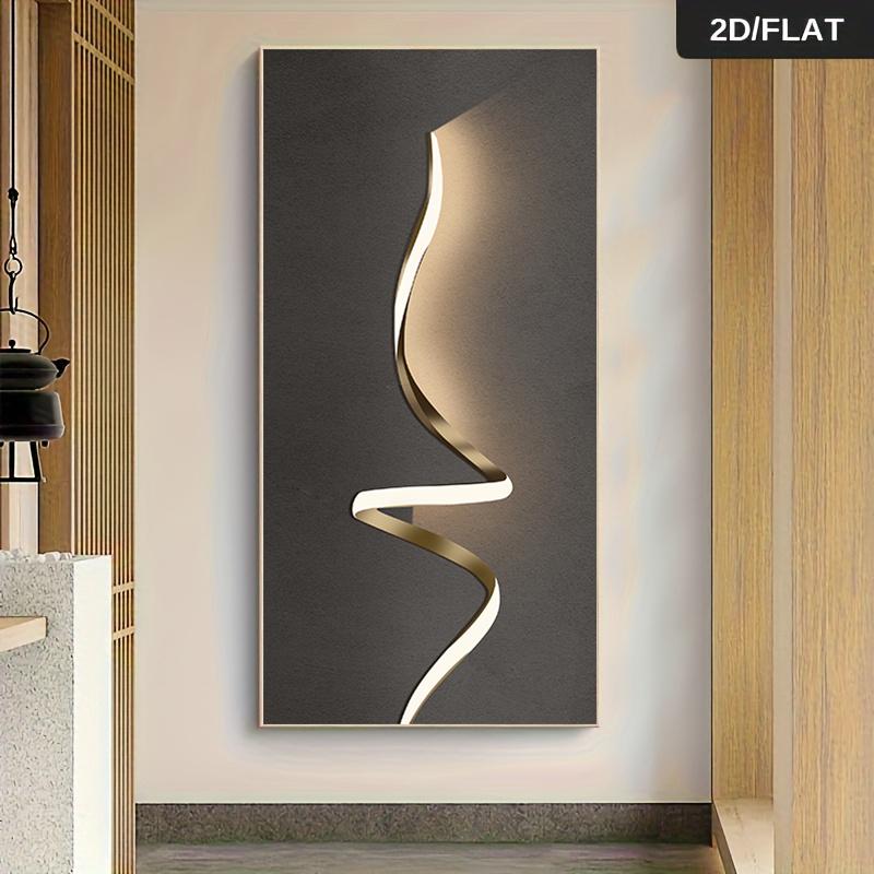 

1 piece of modern minimalist LED light strip decoration painting living room entrance background wall frameless hanging painting (as the picture,50x100cm No Frame)