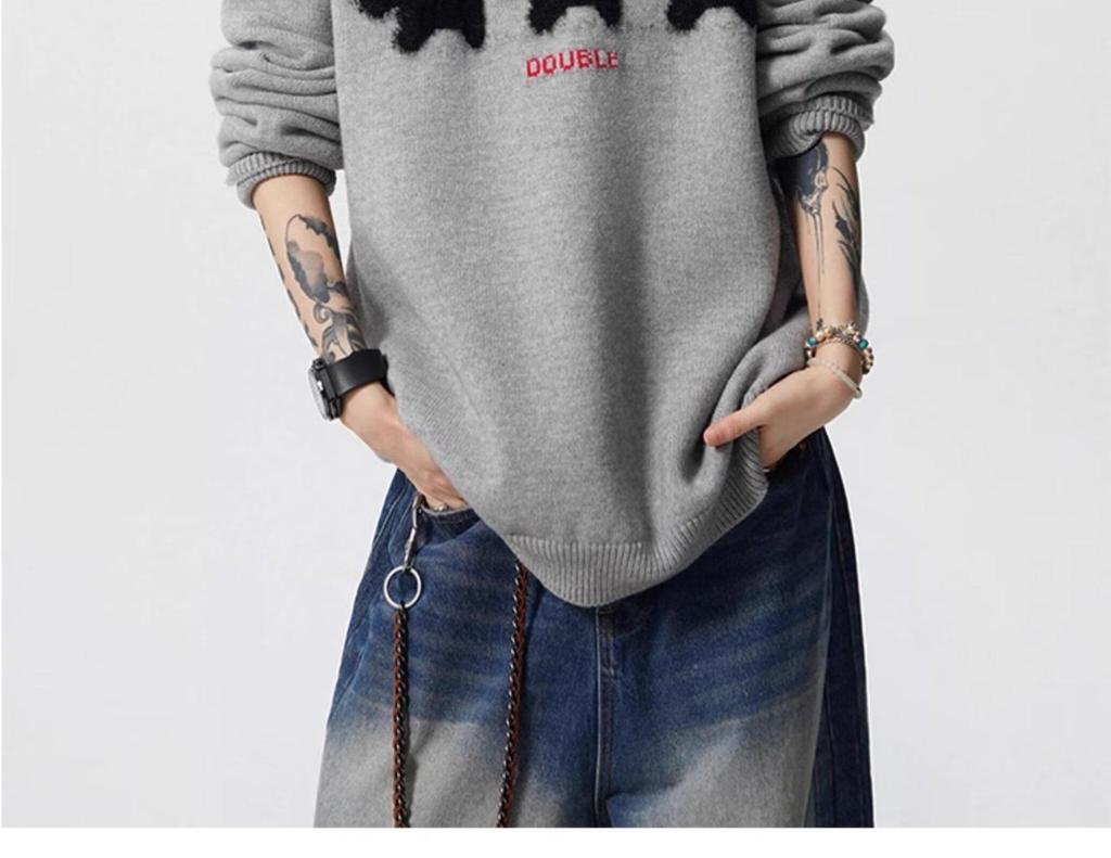Men's Winter Cartoon Fleece Sweater - Round Neck, Loose Fit, Versatile for Casual Couples