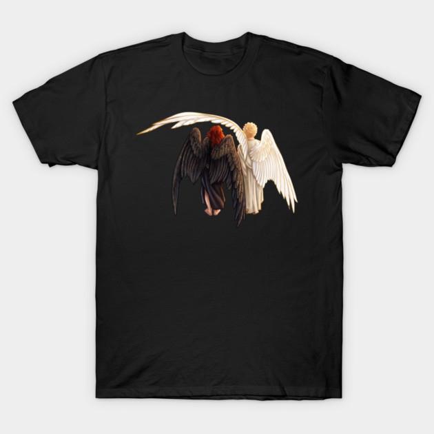 Aziraphale och Crowley Ängel&Djävul Good Omens Good Omens TV T-shirt 2026 Sommar Herr Dam Bomull Streetwear Retro