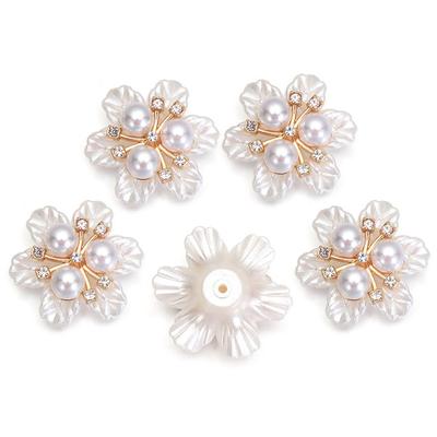 5PCS Sparkling Crystal Hat Accessories Pearl Hairpins Headwear Clip Rhinestone Buttons Pearl Button